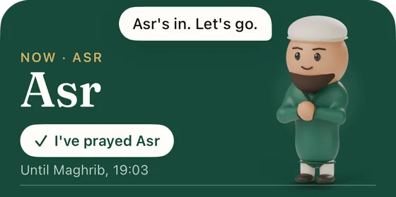 The companion with hands folded, saying Asr's in. Let's go.