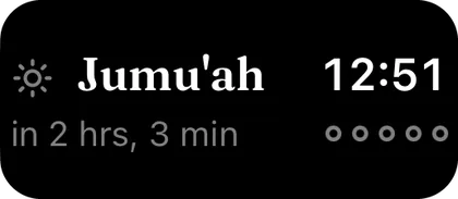 Lock Screen widget: Jumu'ah 12:51, in 2 hours 3 minutes.